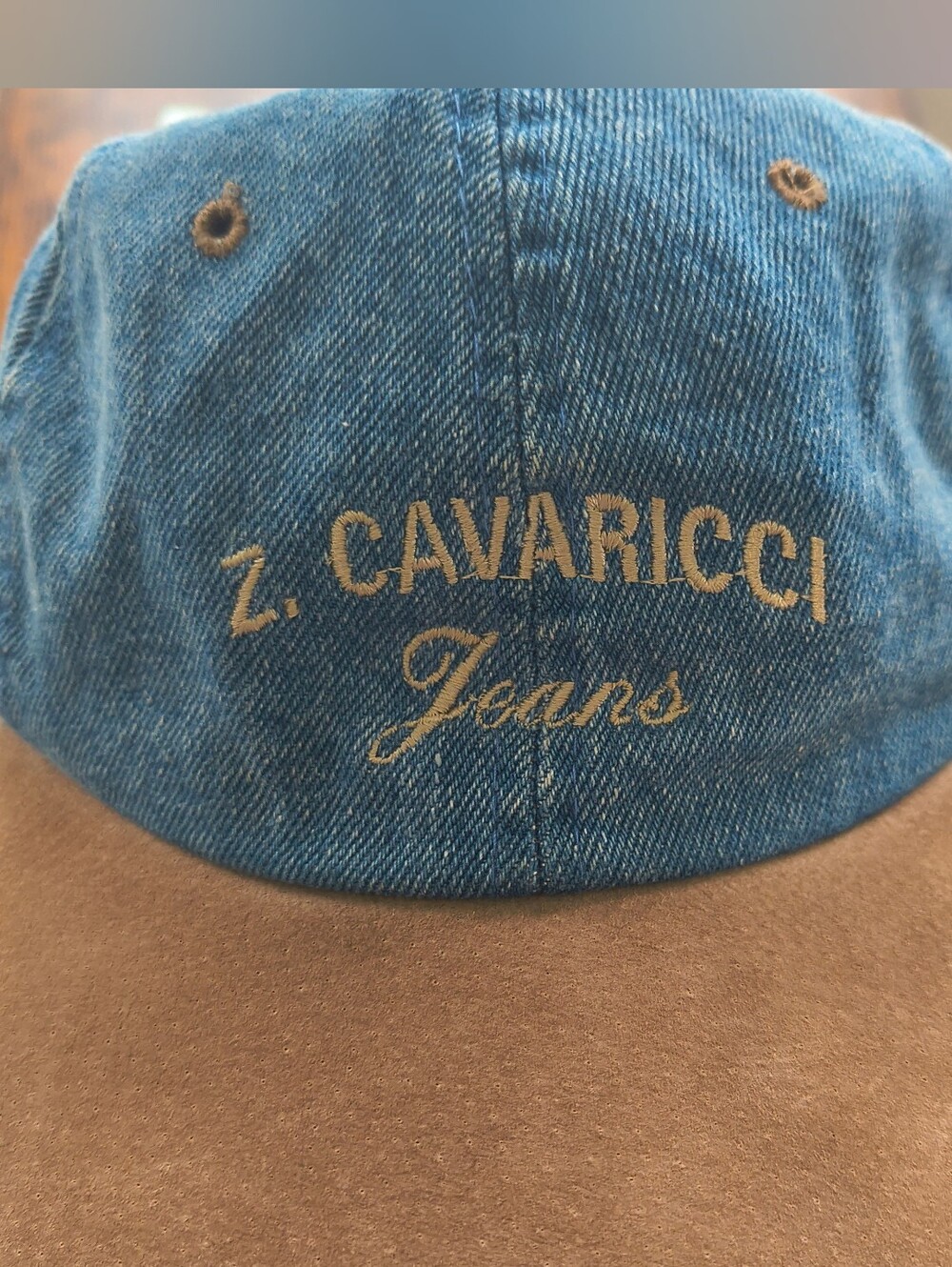 Z. Cavaricci Two-Tone Denim Cap in Blue and Brown